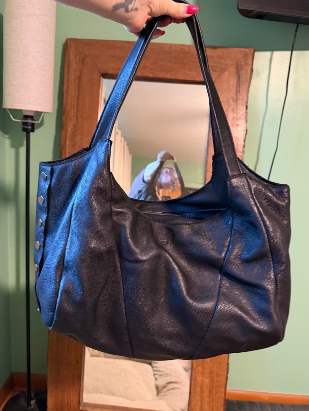 Hammitt Large Black Leather Shoulder Bag